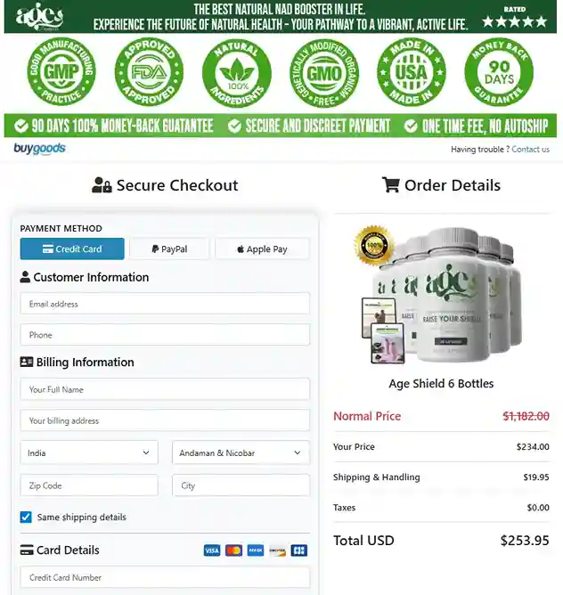 AgeShield Order Page
